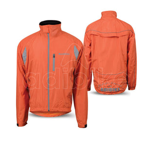 Men Cycling Rain Jacket Fluorescent Orange Full Zip