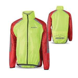 Men Rain Jacket Green And Red Panel